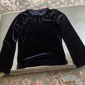 Dress blouse for holiday with rhinestones velvet